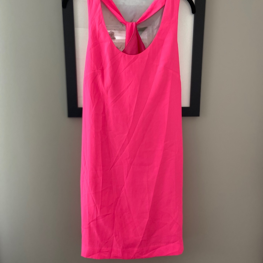 Hot Pink Twist Back Dress